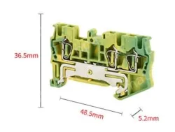 Pull-back spring yellow-green terminal ST2.5-TWIN-PE one-in, two-out grounding terminal block