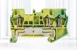 Pull-back spring yellow-green terminal ST2.5-TWIN-PE one-in, two-out grounding terminal block